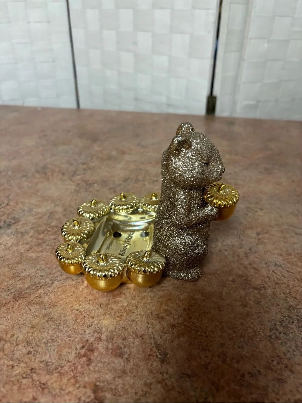 Bath & Body Works Glitter Gold Squirrel Acorn Foaming Soap Holder